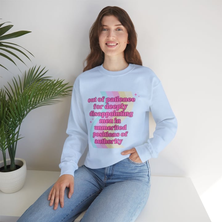 Out of Patience for Deeply Disappointing Men Unisex Heavy Blend™ Crewneck Sweatshirt Sizes SM-5XL | Plus Size Available - Color: Light Blue, Size: S