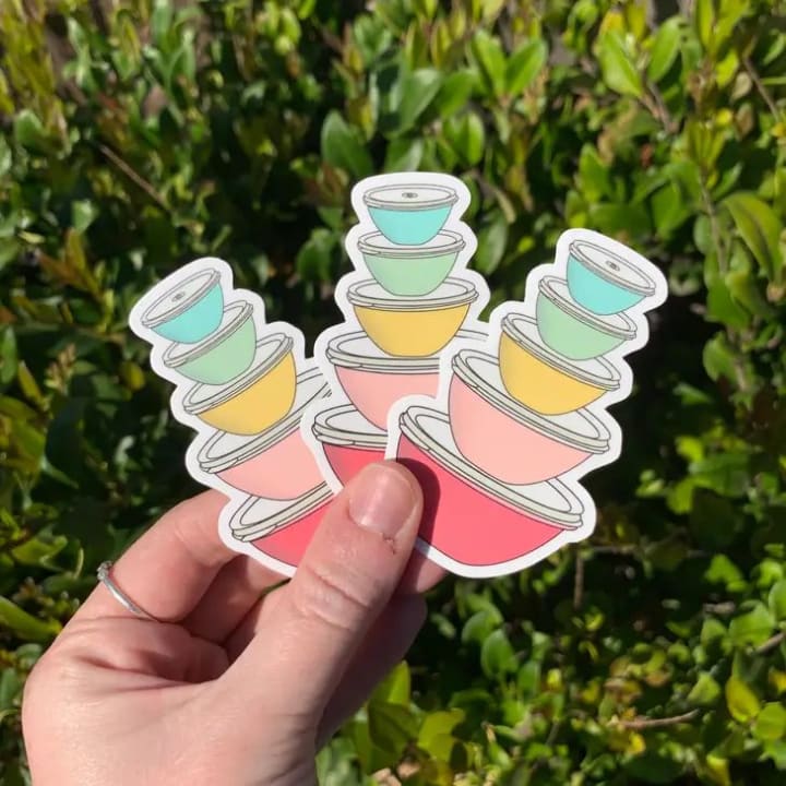 Vintage Pastel Tupperware Wonderlier Bowls Sticker