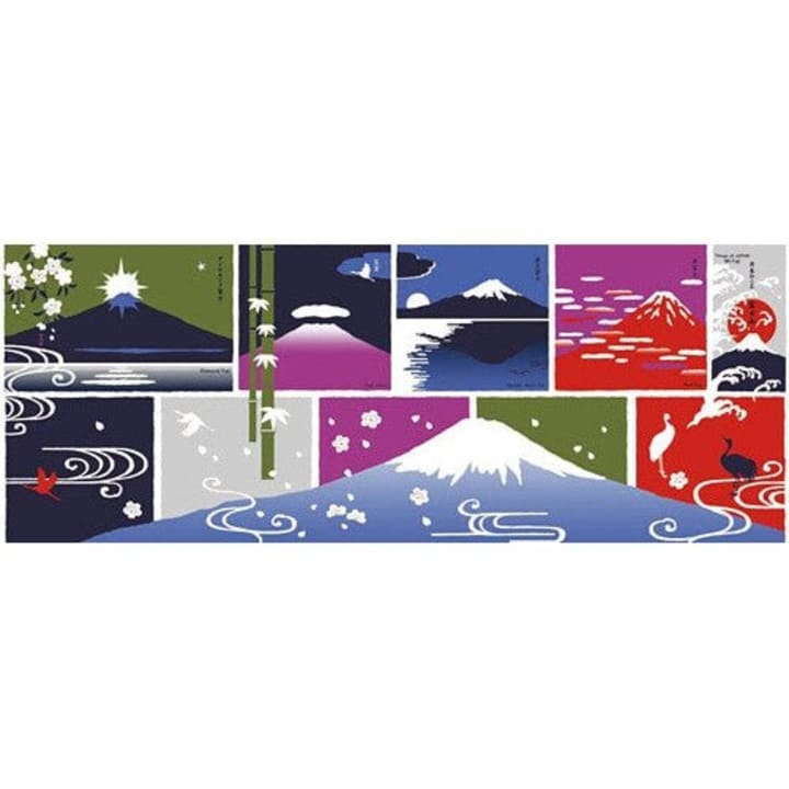 Mt. Fuji Tenugui | Traditional Japanese Hand Towel Book | 13.4" x 35.4" Long Thin Stencil-Dyed Art Towel