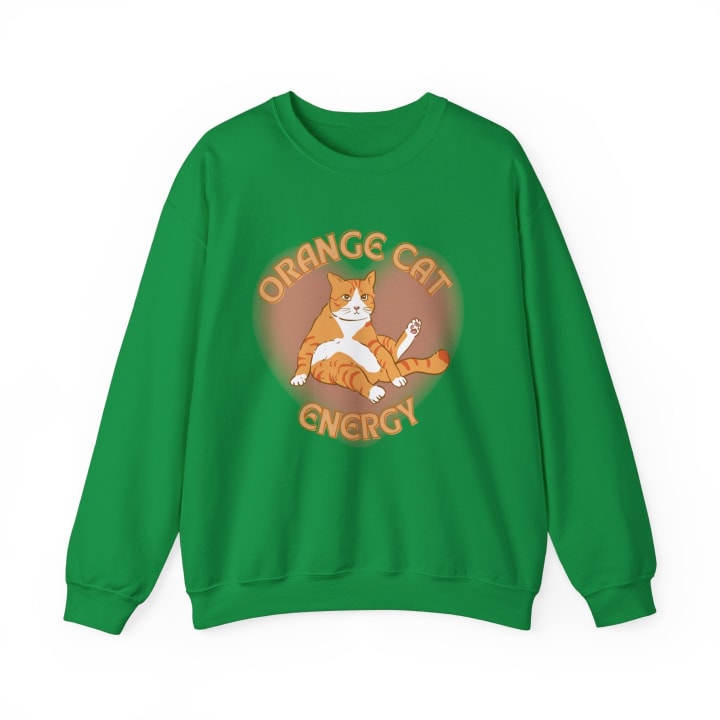 Orange Cat Energy Unisex Heavy Blend™ Crewneck Sweatshirt Sizes SM-5XL | Plus Size Available