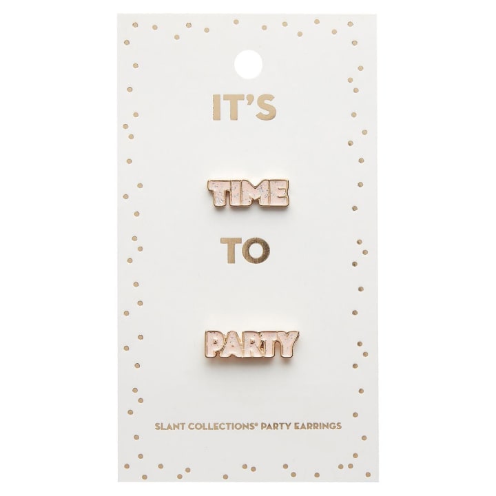 Time to Party Earrings | Light Pink and Gold with Glitter Finish