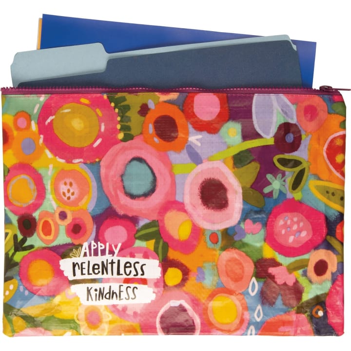 Jumbo Pouch Apply Relentless Kindness Jumbo Zipper Folder | 14.25" x 10"