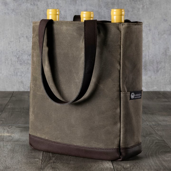 3 Bottle Insulated Wine Cooler Bag - Color: Khaki Green