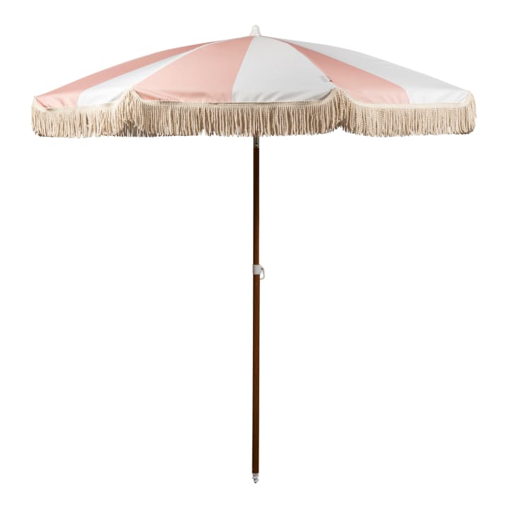 Summerland Beach Umbrella - Pink Salt Stripe