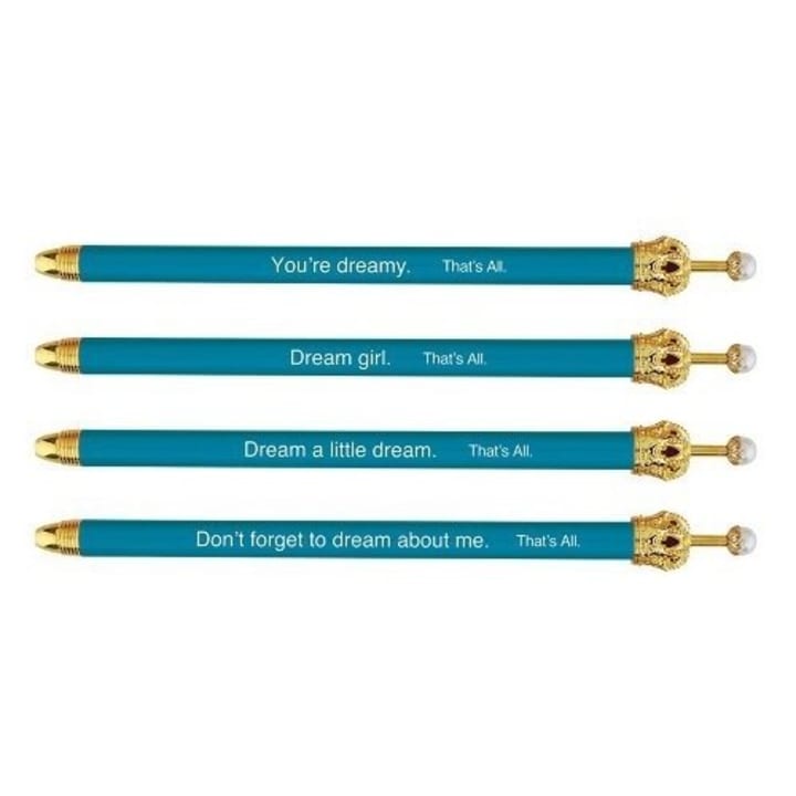 Dream Girl Teal Crown Pen Set of 12 | Giftable Quote Pens | Novelty Office Desk Supplies