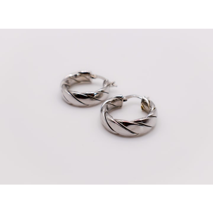 Italian Twirl Silver Hoop Earrings