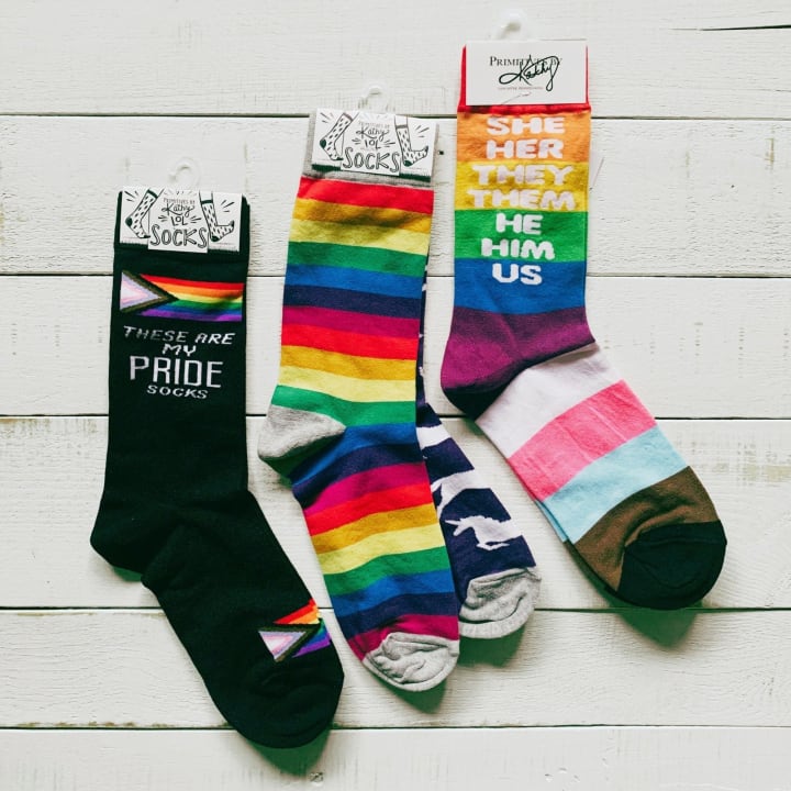 These Are My Pride Socks | LGBTQ+ Rainbow and Black | Gift for Her Him They