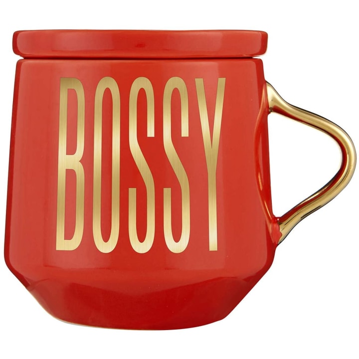 Bossy Mug & Coaster Lid in Red and Gold