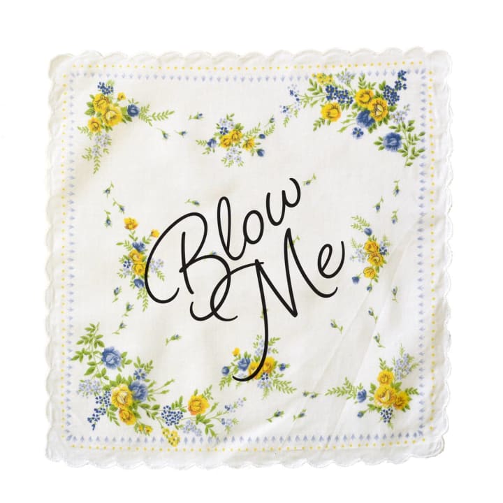 Blow Me Retro Hankie Floral Print Cotton Handkerchief