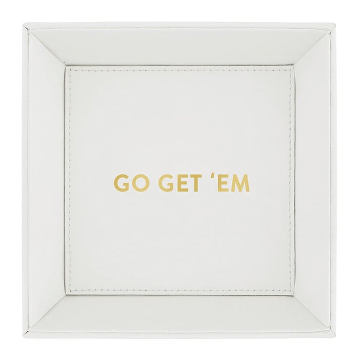 Go Get 'Em White Valet Tray | Motivational Gift Tray for Keeping Keys, Jewelry, Etc.