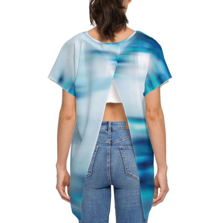 Unclench Your Jaw Women's Open Back Short-Sleeve T-shirt in Tie Dye Blue