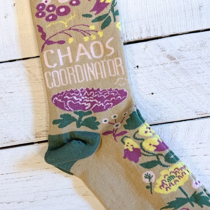 Chaos Coordinator Funny Socks in Green and Floral | Gift for Her