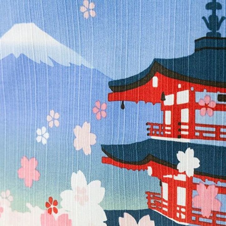 Mt.Fuji  Cherry Blossoms Bento Wrapping Cloth | Japanese Fabric Wrapping Furoshiki | 19.68" x 19.68"