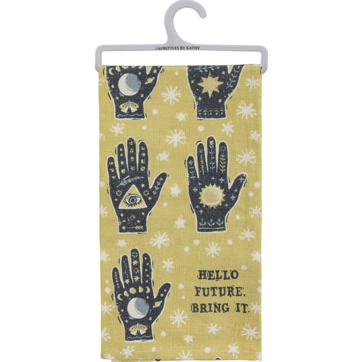 Hello Future Bring It Mystical Hand Dish Cloth Towel | All-Over Astrology Design | 20" x 26"