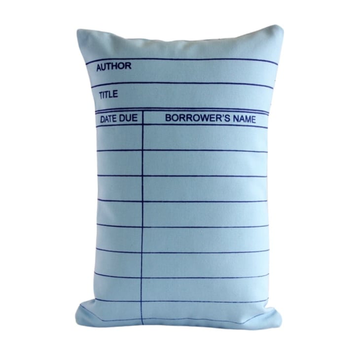 Library Card Pillow in Sky Blue | Hand Screen Printed | 12 x 16 - Title: Sky Blue
