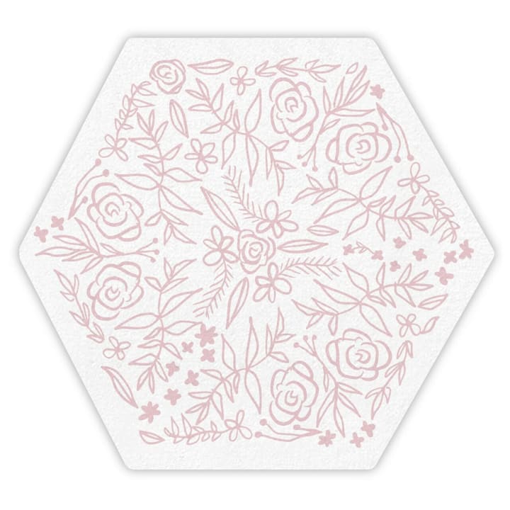 Pink Flowers Hexagon Shaped Die Cut Party/Beverage/Cocktail Napkins