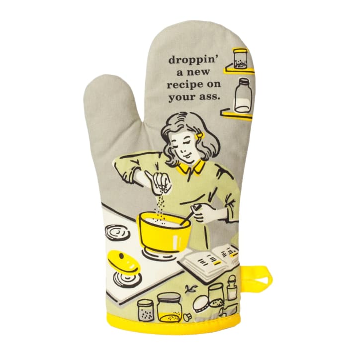 Droppin' a New Recipe on Your Ass Oven Oven Mitt | Kitchen Thermal Single Pot Holder | BlueQ at GetBullish