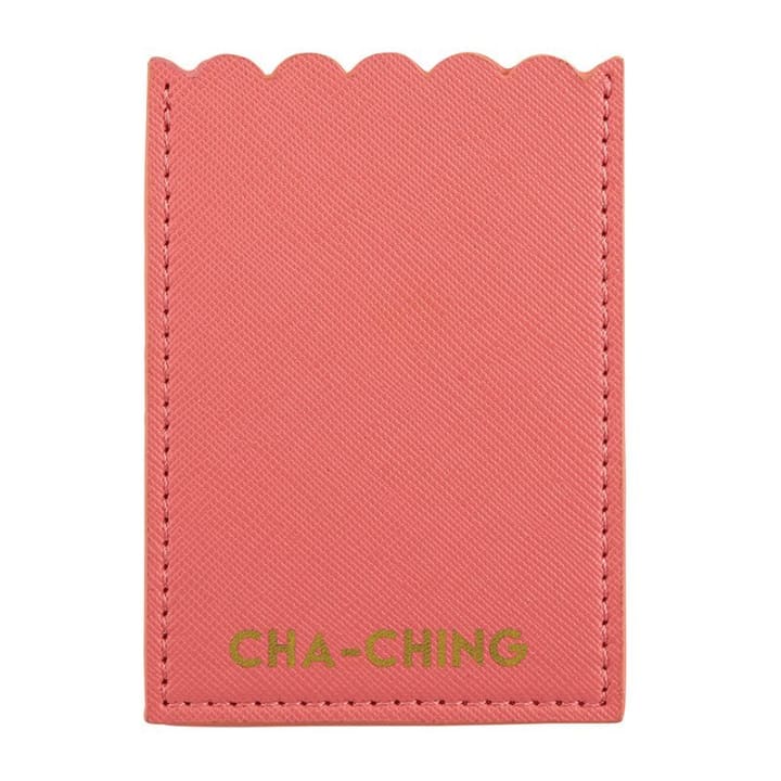 Cha Ching Phone Pocket in Coral Pink | Adhesive Pocket 2.5" x 3.5" for Cards or Cash