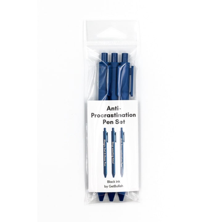 Anti-Procrastination Pen Set 💡 | Gel Click Pen Gift Set | 3 Pens in Navy