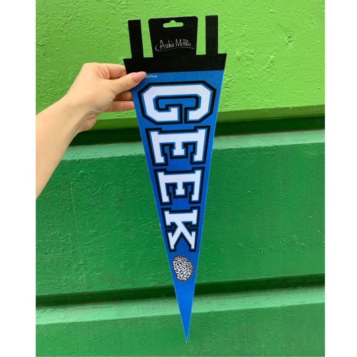 Geek Pennant Party Banner in Blue | 20" Felt Pennant