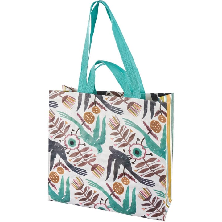 Blue Bird Market Tote Bag |  15.50" x 15.25" x 6"