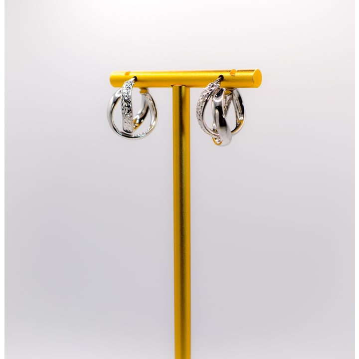 Italian Twisted Duo Silver Hoop Earrings