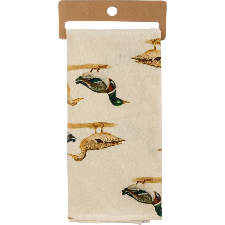 Don't Duck With Me Dish Cloth Towel | Cotten Linen Novelty Tea Towel | Embroidered Text | 18" x 28"