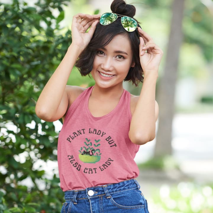 Plant Lady But Also Cat Lady Women's Ideal Racerback Tank