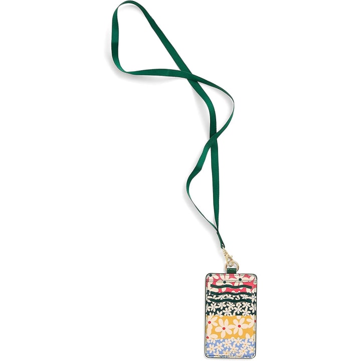 Ban.do Keep it Close Card Case With Lanyard, Daisies |  Leatherette Badge Holder