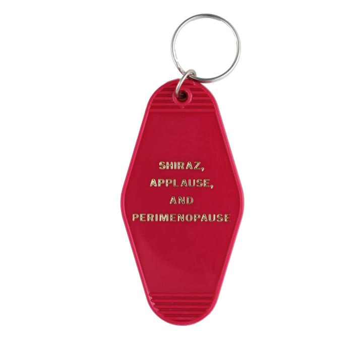 Shiraz Applause and Perimenopause Motel Keychain in Hot Flash Red | Generation X Elder Millennial Humor