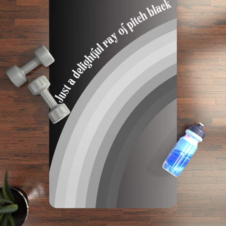 Just a Delightful Ray of Pitch Black Goth Rubber Workout Yoga Mat - Size: 24” x 68”