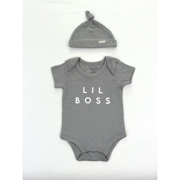 Lil Boss Organic Cotton Baby Bodysuit Ash Gray