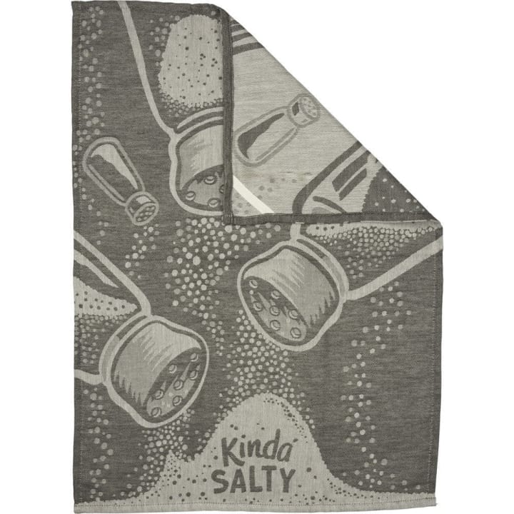 Kinda Salty Salt Shaker Funny Snarky Dish Cloth Towel | Ultra Soft and Absorbent Jacquard | All-Over Design | Unfolds 20" x 28" | Giftable