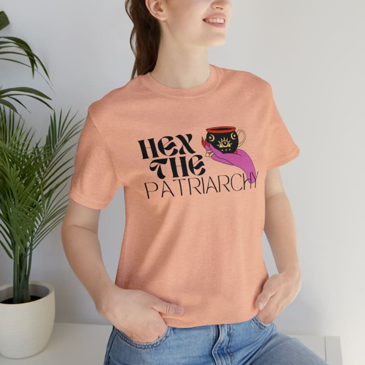 Hex the Patriarchy Feminist Jersey Short Sleeve Tee [Multiple Colors and Sizes]