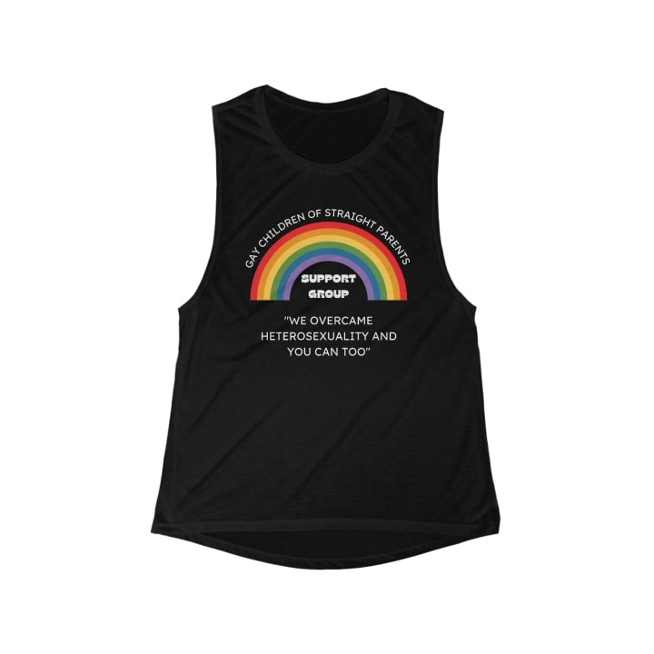 Gay Children of Straight Parents Support Group Women's Flowy Scoop Muscle Tank - Color: Black, Size: S