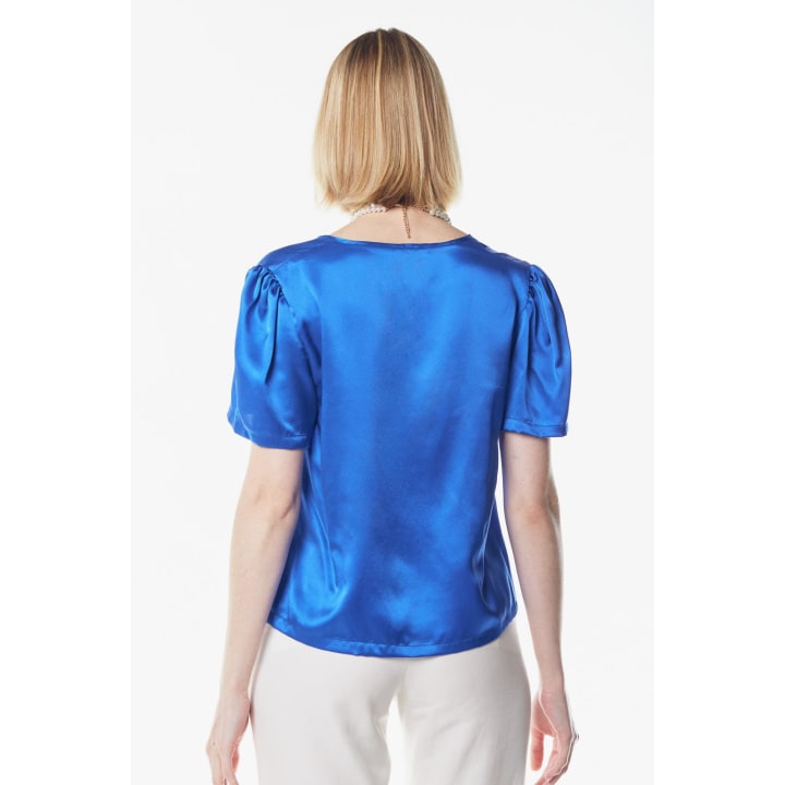 Shining V-Neck Blouse in Blue