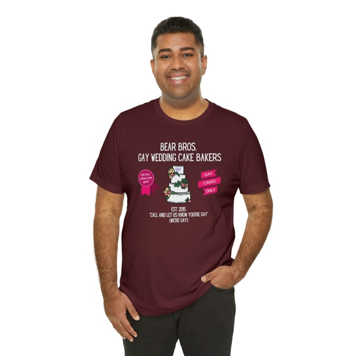 Bear Bros. Gay Wedding Cake Bakers Unisex Short Sleeve Tee [Multiple Color Options]