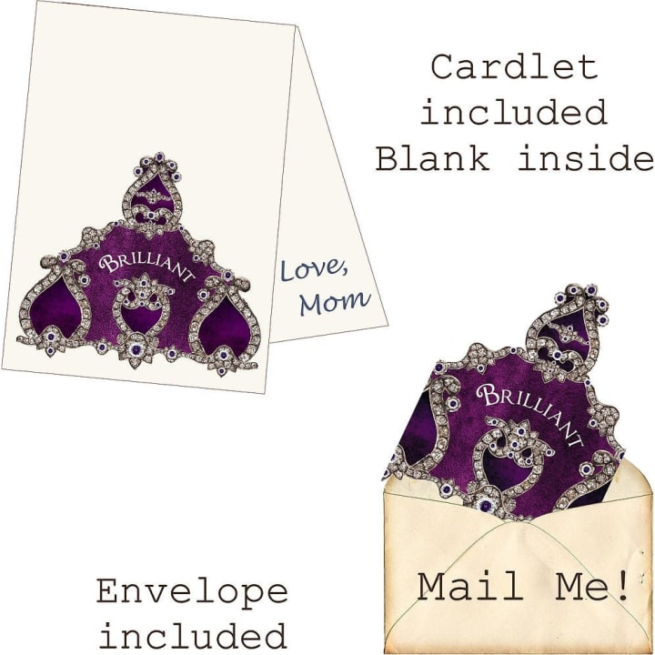 Brilliant Greeting Card with Tiara | Diamonds | Purple