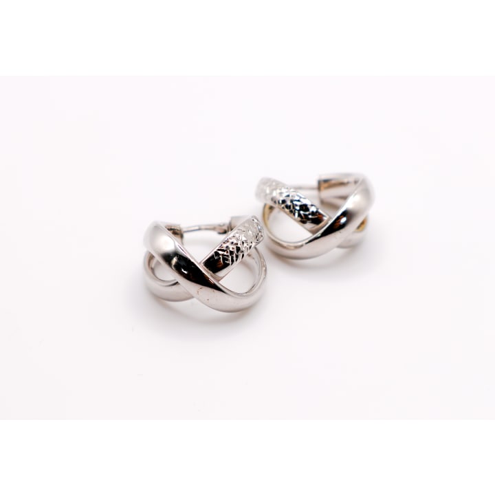 Italian Twisted Duo Silver Hoop Earrings