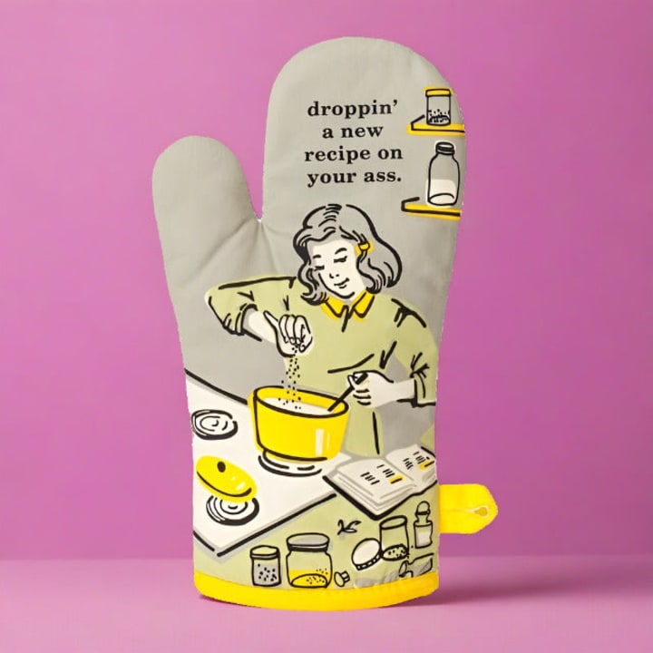 Droppin' a New Recipe on Your Ass Oven Oven Mitt | Kitchen Thermal Single Pot Holder | BlueQ at GetBullish