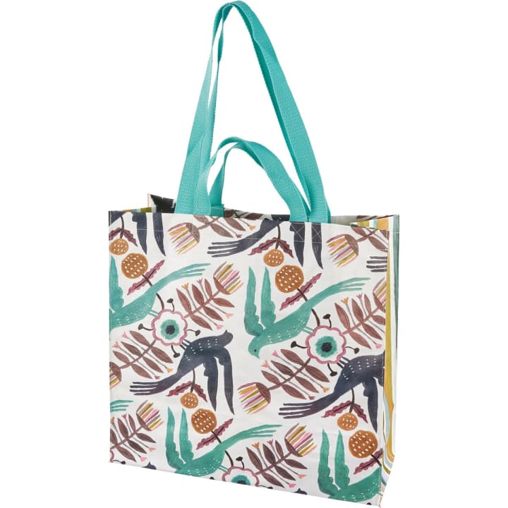 Blue Bird Market Tote Bag |  15.50" x 15.25" x 6"