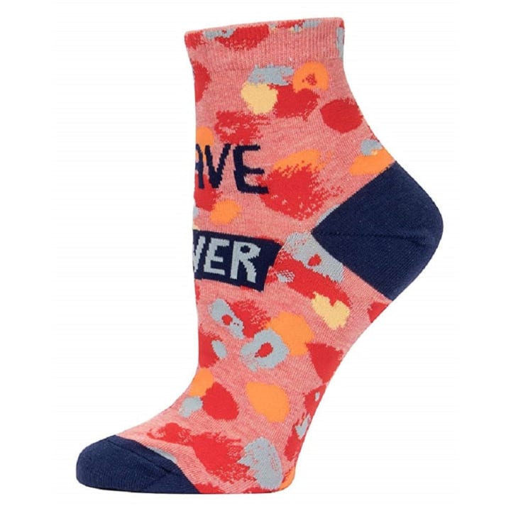 I'll Behave Never Women's Ankle Socks in Coral, Red, and Navy | BlueQ at GetBullish