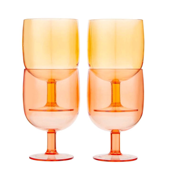 Stackable Stemmed Wine Glasses in Pink Orange | Acrylic | Set of 4