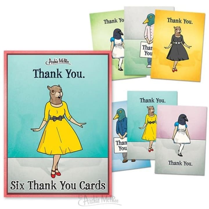 Set of 6 Strange Friends Thank You Greeting Card Box Set