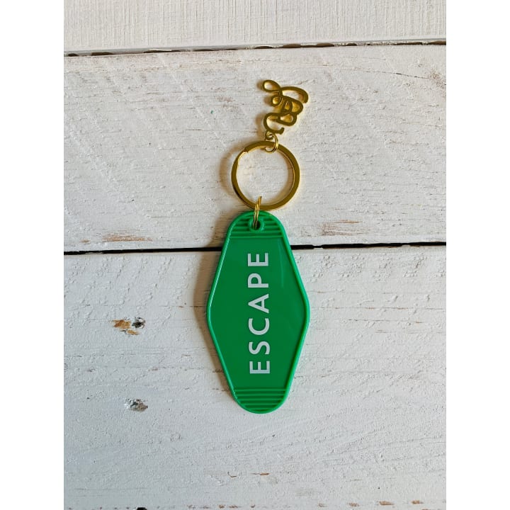 Escape Vintage Motel Style Keychain with Gold Hardware
