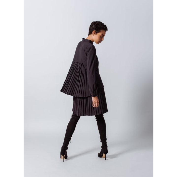 Stylish Pleated Blouse in Black