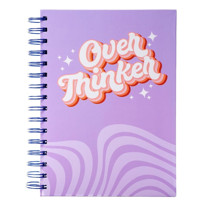 Overthinker Spiral Bound Notebook | Reflective Cover Journal | Retro Violet