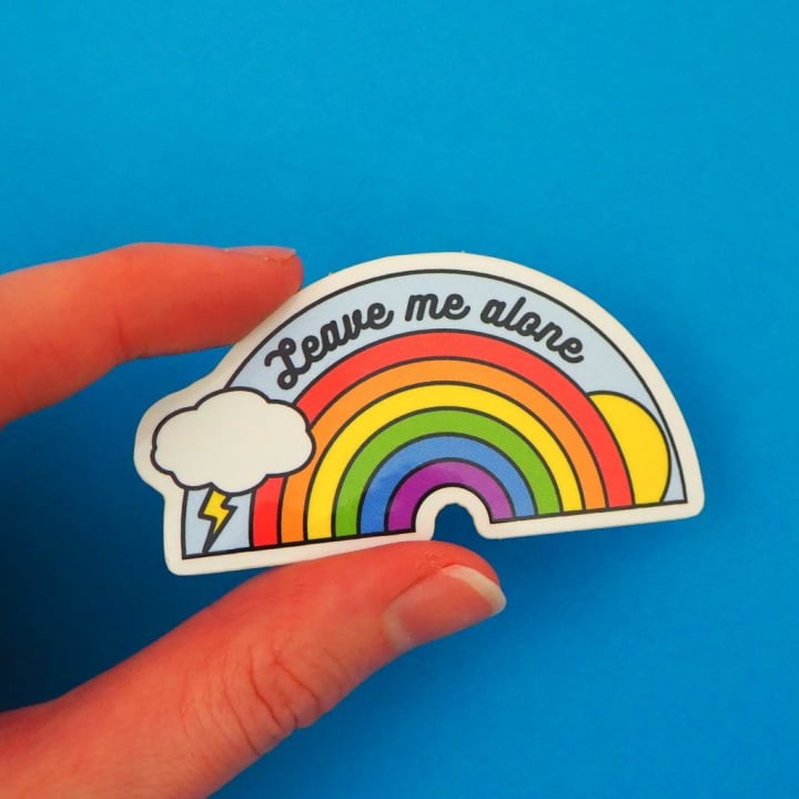 Leave Me Alone Vinyl Sticker With Rainbow Design