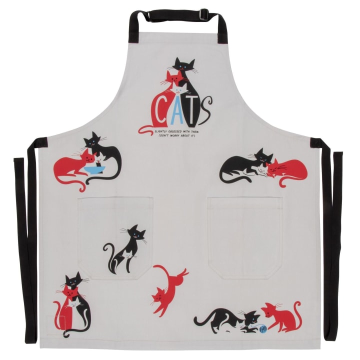 Cats. Slightly Obsessed With Them Funny Cooking and BBQ Apron Unisex 2 Pockets Adjustable Strap 100% Cotton | BlueQ at GetBullish