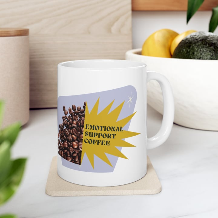 Emotional Support Coffee Ceramic Mug 11oz